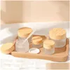 Packing Bottles Wholesale Frosted Glass Jar Skin Care Eye Cream Jars Refillable Bottle Cosmetic Container Pot With Plastic Wood Grai Otlvg