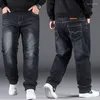 Jeans masculinos 2023 primavera verão tamanho grande calças masculinas adicionar aumento de gordura cintura alta elástico denim grande solto moda casual calças