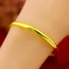 Bangle 4mm Solid Smooth Adjust Bracelet For Women Girl 18k Yellow Gold Filled Classic Fashion Simple Style Lady's Jewelry Gift