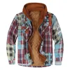 Men's Sweaters Winter Sweater Jacket Long Sleeve Fleece Hooded Thick Plaid Fashion Cardigan For Men