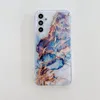 S24 Plus Fashion Flow Marble Soft IMD TPU Cases For Samsung S23 S22 Ultra A15 A55 A35 A14 5G A34 A54 A53 A52 Rock Stone Chromed Plating Metallic Golden Phone Back Cover