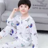 Pyjama d'été en coton et soie pour enfants, manches longues, section fine, pour bébés filles, ensemble de vêtements de maison en coton et soie pour enfants d'âge moyen