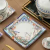 Set di stoviglie Set di stoviglie in ceramica Jingdezhen Set di ciotole e piatti in porcellana per uso domestico