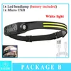 COB LED Headlamp USB Rechargeable Headlight Torch Work Light Bar Head Band Lamps