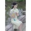 Ethnic Clothing Women Traditional Chinese Button Dress Vintage Mandarin Collar Qipao Short Sleeve Slim Cheongsam