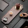 Bandejas de chá shengyao bandeja de madeira de nogueira plataforma de imersão seca alta qualidade sólida luz doméstica luxo estilo chinês retro pequeno