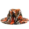 Legergroen Camouflage Wolvilt Jazz Fedora Hoed voor Vrouwen Mannen Brede Rand Panama Party Formele Hoed Top Cap met zwarte onderkant2352