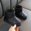 Laarzen Pluche Warme Snowboots voor kinderen Winter Kindermeisjes Katoenen laarzen met lovertjes Dikke fluwelen laarzen Thermische enkellaarsjes voor jongens 230905