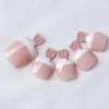 Yanlış Tırnaklar 24 PCS Toe Tips Tırnak çıplak pembe Fransız tarzı akrilik basın.