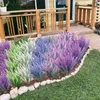 Decorative Flowers Artificial Flocked Plastic Lavender Bundle Fake Plants Wedding Bridle Bouquet Indoor Outdoor Home Kitchen Office Table