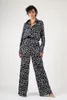 Pijamas femininos 2023 outono moda pijama conjunto cetim solto e confortável loungewear preto leopardo calças de mangas compridas 2 pçs