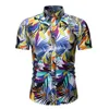 Mäns casual skjortor 2023 Summer Mens Floral Print Hawaiian Shirt Beach Wear Holiday Clothes Colorful Printed Fashion Short