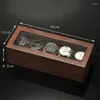 Boîtes de montres 5 fentes, boîte en bois massif, organisateur avec fenêtre en verre, support marron, étui de collection, rangement pour hommes, cadeau