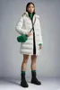 2023 outono inverno feminino pato branco para baixo parkas zip jaquetas com capuz listrado casacos longos finos mk23002