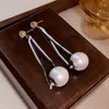 Boucles d'oreilles créoles pour femmes, grande boule de perles, longues, créatives, à la mode, bijoux, vente en gros