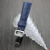 Bracelets de montre en cuir bracelet de montre bleu avec barre à ressort pour IWC 350m