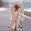 Damskie bawełniane ubranie zima moda ciepła luźna płaszcz z kapturem futrzany futrzany stolik Hipster
