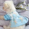 Vestuário para cães Petcírculo Vestidos Vintage Lace Blue Check Dress Fit Pequeno Filhote de Cachorro Pet Cat Todas as Estações Bonito Traje Roupas Saia