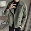 Men's Jackets Autumn Double-breasted Jacket Woolen Coat Tops Winter Short Windbreaker Handsome Overcoat Male Clothes