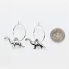 Boucles d'oreilles pendantes 2 paires, couleur argent Antique, cerceau de dinosaure de dessin animé 3cm mignon