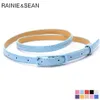 Rainie sean cinto feminino de couro fino, fivela com pino, cinto para vestidos, feminino, roxo, moda feminina