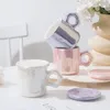 Tassen Einfache Blume Griff Becher mit Deckel Mädchen Herz Keramik Wasser Tasse Hohe Schönheit Haushalt Frühstück Nette Kaffee Milch