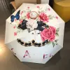 Ombrello di moda Ombrelloni da pioggia per esterni Ombrello Schermo solare Prova di lusso Designer Stampa floreale Donna Cinque pieghevoli
