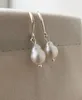 Dangle Earrings Pear Teardrop 925 Sterling Silver Freshwater Pearl Drop Hoop