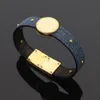 V-round double-sided leather bracelet nail bracelets WOMEN MEN Designer Jewelry B098