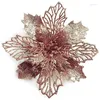 Christmas Decorations Shiny Poinsettia Flower Decorative Artificial For Wreath Tree Decoration Ornaments Diy Crafts Garland Plastic Dhy4F
