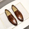 Klänningskor Felix Chu Mens Penny Loafers läder äkta elegant bröllopsfest avslappnad brun svart för män 230905