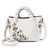 Factory wholesale women shoulder bags 8 elegant flower embroidery handbag daily Joker solid color leather bag this year's popular woven handbags 0626#