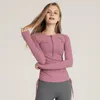 Aktiva skjortor Autumn och Winter Tight Yoga Suit Långärmning Drawstring Midjebevakning Running Top Women's Fitness Drag en dragkedja