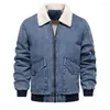 Herenjassen Winter Dikker Denim Jas Heren Fleece Jeans Mode Casual Effen Kleur Jassen Mannelijke Warme Jean Blauw Zwart