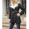 Cappotto lungo in pelle da donna elegante 2023 autunno inverno giacca lunga in velluto per donna manica risvolto cerniera abbigliamento nero Streetwear