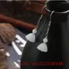 Dangle Earrings Customized 925 Silver Natural White Jade Lianpeng Accessories DIY Jewellery Hand-Carved Woman Luck Amulet Gifts