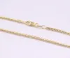 Chaînes véritable pur 18 carats chaîne en or jaune femmes 2mm carré boîte lien collier 6.6g / 55cm