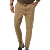 Men's Pants Solid Color Skinny Versatile Stylish Business Casual Trousers With Adjustable Waist Pockets For Spring Autumn