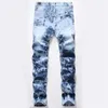 Dye Dye Print Men Jeans Designer Mężczyzna dżinsowe spodnie spodnie zupełnie nowa motocyklista dżinsy los hombres proste hombre241q