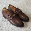 Chaussures habillées Brown Hommes Mocassins Square Toe SlipOn Business Sheos Taille 3848 Zapatos de Vestir Hombre 230905