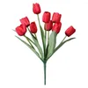 Decorative Flowers Wedding Engagement Home Decoration DIY Garden Artificial Flower Bouquet Party Gift 9 Heads Bud Fake Tulips El Table