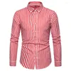 Men's Dress Shirts Thin Shirt Long Sleeved Casual Stripe Quick Drying No Ironing Exquisite Inch