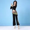 Scen Wear Belly Dance Style Suit Autumn and Winter Fairy Costume Women's Training Clothing Oriental Nybörjare Sexig