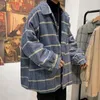 Men's Jackets Woolen Jacket Autumn Winter High Street Big Velvet Thicke Korean Loose Trend Harajuku Women Plaid Elegant Coat