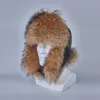 ロシアのウシャンカの本物のアライグマの毛皮の毛皮の毛皮の帽子アーマフラップメン