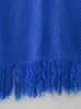 Quaste Gestrickte Kleid Frauen Lange 2023 Mode Blau Dünne Hüfte Paket Midi Weibliche Kleider Sexy U-neck Ärmellose Dame robe
