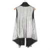 Men's Vests Mesh Patchwork Silver Color Fashion Long Vest Men Harajuku Hip Hop Slim Fit Waistcoat Korean Style Cloak Sleeveless Jacket 230905