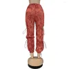 Women's Pants Women Bottoms Thick Track Sm Ladies Street Wear Multi Drawstring Sweatpants Oke Pink Loose Hip Hop Trousers Capris Winter