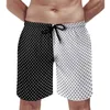 Men's Shorts Black And White Two Tone Board Retro Polka Dot Hawaii Short Pants Men Sports Quick Dry Beach Trunks Birthday Gift