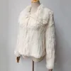 Damen Pelz Kunstpelz Damen Jacken Frauen Winter Gestrickter Echter Kaninchenfellmantel Lose Hohe Qualität Lose Natürliche Pelzjacke Langarm Luxus Echte Pelzmäntel 230906